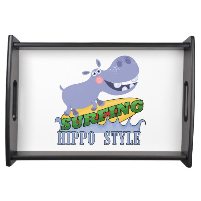 Surfer Hippopotamus Serving Tray (Front)