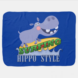 Surfer Hippopotamus Stroller Blanket