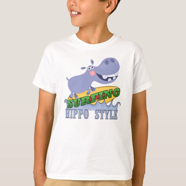 Surfer Hippopotamus T-Shirt (Front)