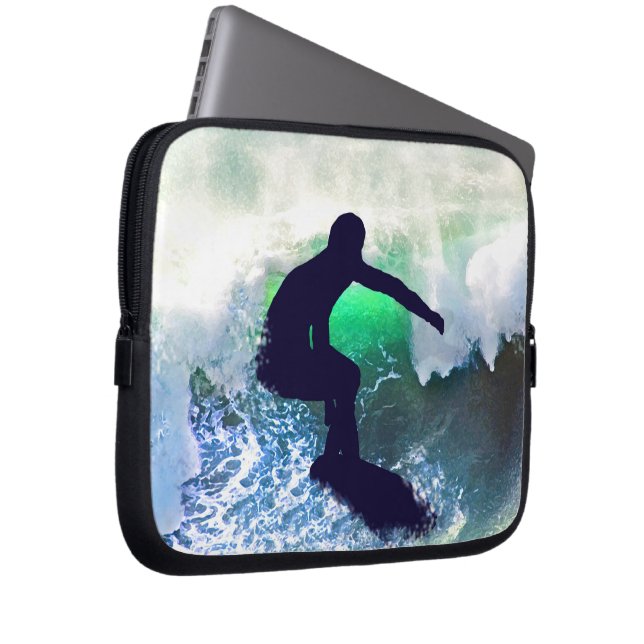 Surfer in a Big Crashing Wave Laptop Sleeve (Front Right)