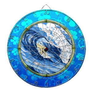 Surfer In Bamboo Circle Dartboard