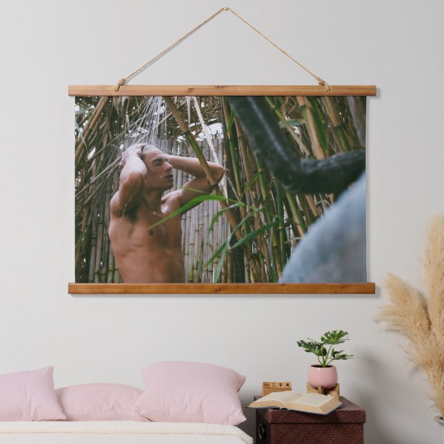 Surfer in Bamboo Shower Wood Topped Wall Tapestry (Bedroom)