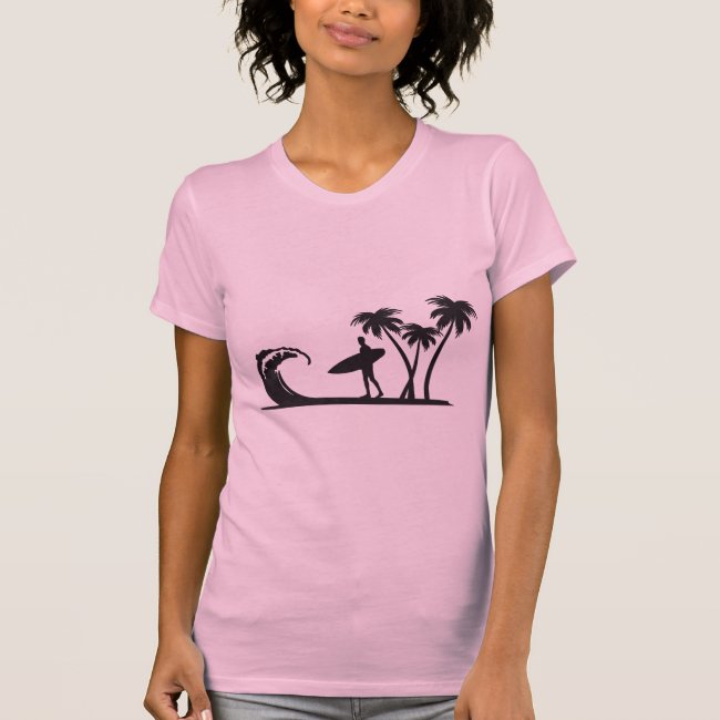 Surfer in Black Silhouette Sports T-Shirt
