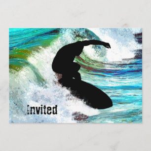 Surfer in Curling Wave Invitation