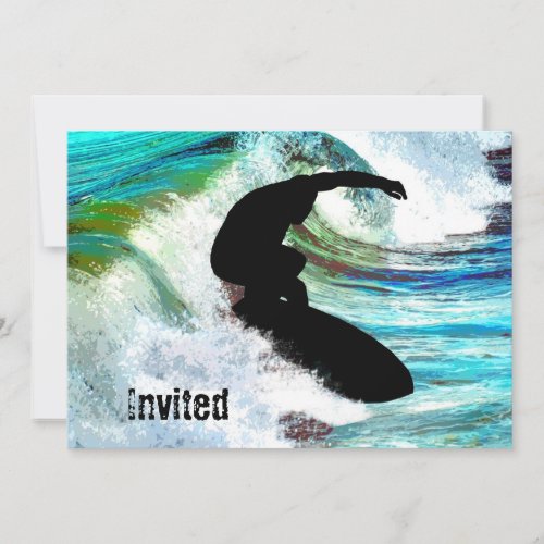 Surfer in Curling Wave Personalized Invitations