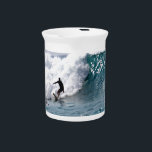 Surfer in Giant Hawaiian Wave Beverage Pitcher<br><div class="desc">A cool original photo of a surfer on a high surf day in Hawaii!</div>