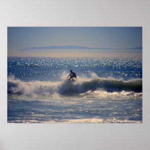 Surfer in Huntington Beach, California Poster