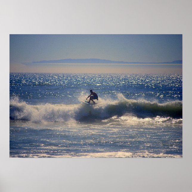 Surfer in Huntington Beach, California Poster (Front)