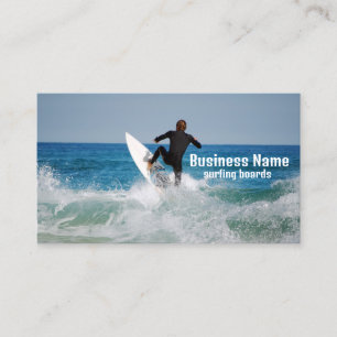 Surfer in sea. customizable Business Card