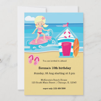 Surfer kids invitation
