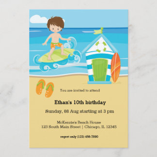 Surfer kids invitation