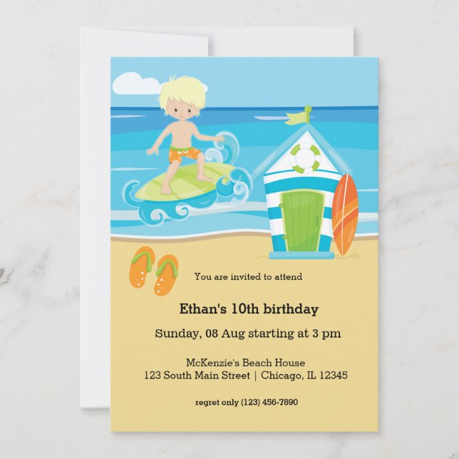 Surfer kids invitation (Front)