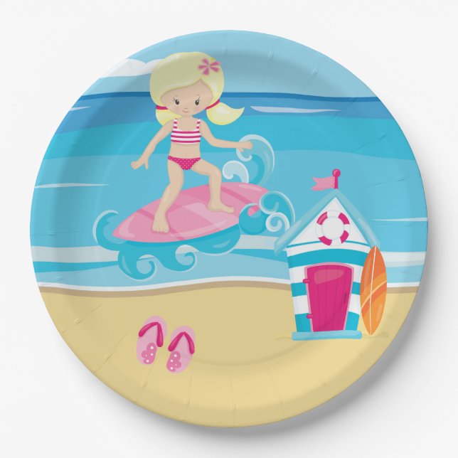 Surfer kids paper plates (Front)