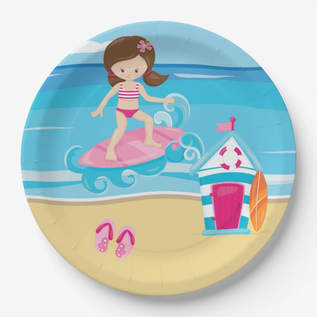 Surfer kids paper plates (Front)
