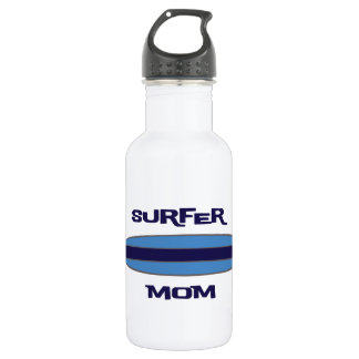 Surfer Mom Blue Stainless Steel Water Bottle