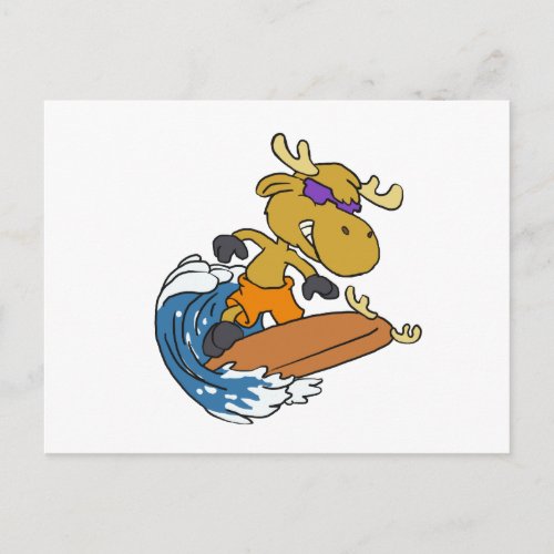 Surfer moose on Blue Ocean Wave  choose back colo Postcard