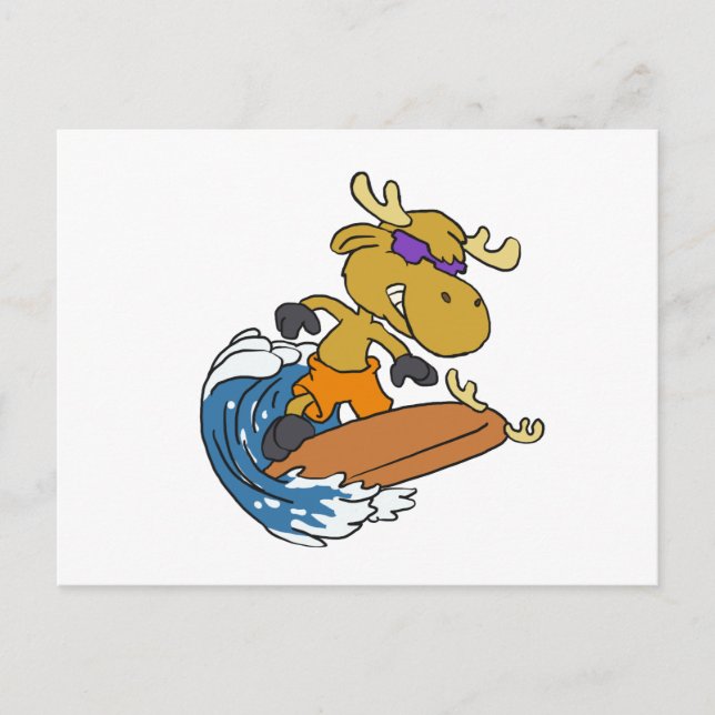 Surfer moose on Blue Ocean Wave | choose back colo Postcard (Front)