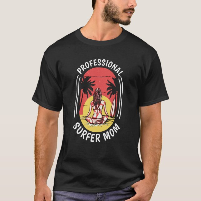 Surfer Mother  Surfrider Waves Surfboard Surfing M T-Shirt (Front)