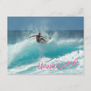 Surfer on a big wave Hang Loose Postcard