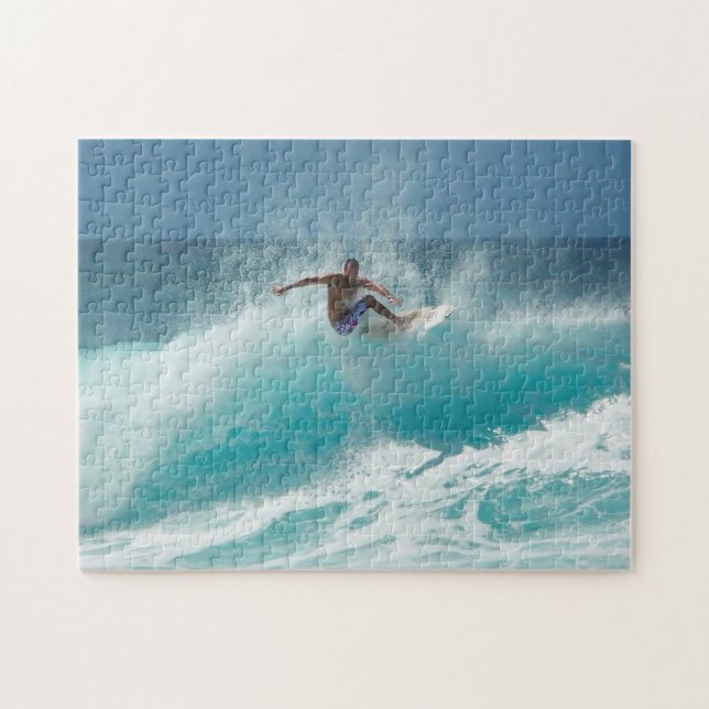 Surfer on a big wave jigsaw puzzle (Horizontal)