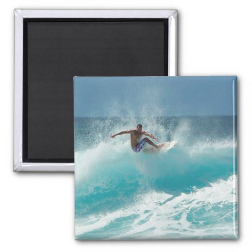Surfer on a big wave magnet