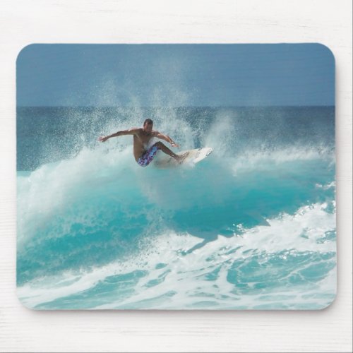Surfer on a big wave mousepad