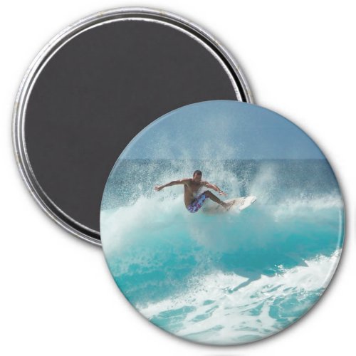 Surfer on a big wave round magnet