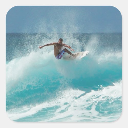 Surfer on a big wave sticker