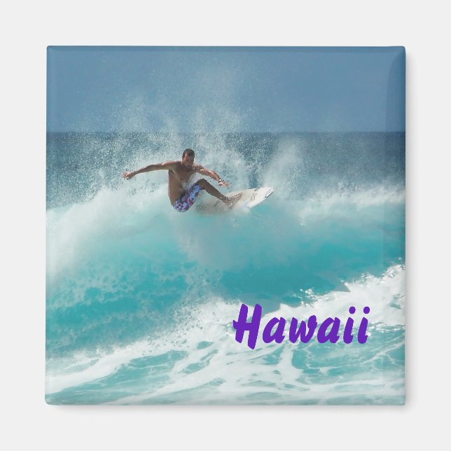Surfer on a big wave text magnet (Front)