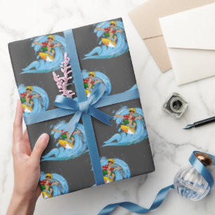 Surfer on Blue Wave Wrapping Paper