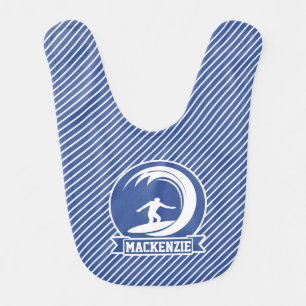 Surfer on Blue & White Stripes Bib