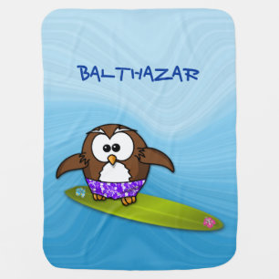 surfer owl swaddle blanket