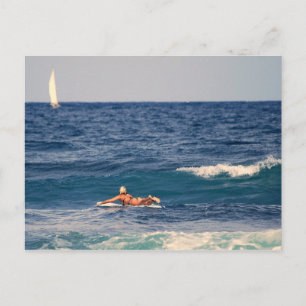Surfer Paddling Out Postcard