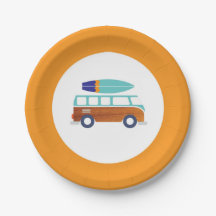 Surfer Paper Plates- Vintage Surfboard Paper Plate