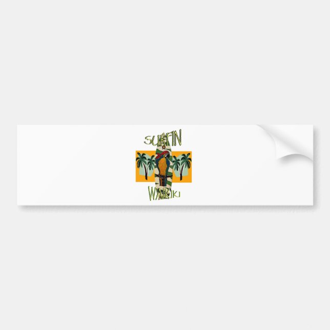 Surfer Parrot Bumper Sticker (Front)