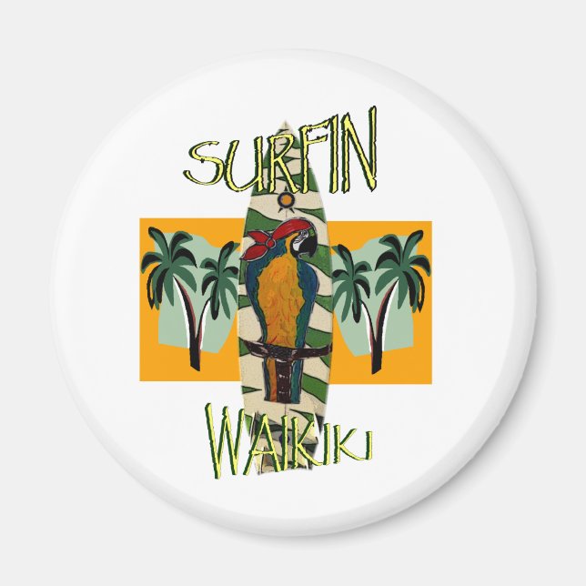 Surfer Parrot Magnet (Front)
