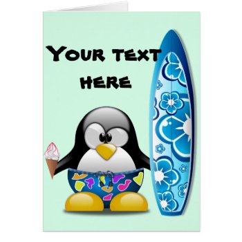 Surfer Penguin With Ice Cream by Tissling at Zazzle