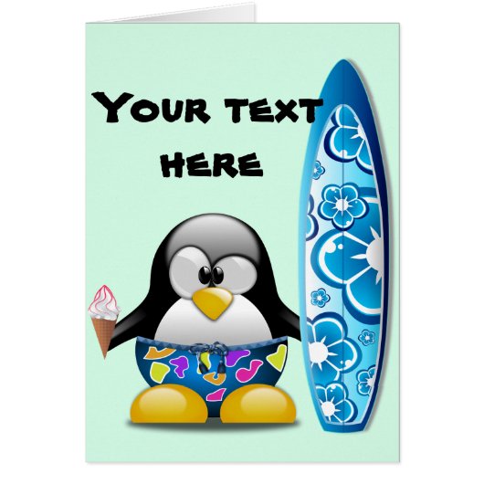 Surfer Penguin with Ice Cream Cards (Front)
