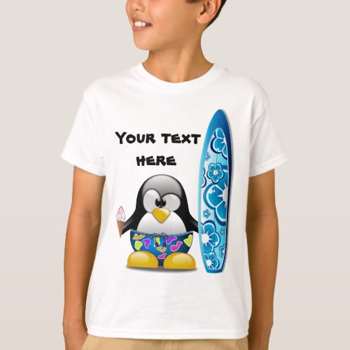 Surfer Penguin with Ice Cream T_Shirt