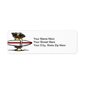 Surfer Pug Label