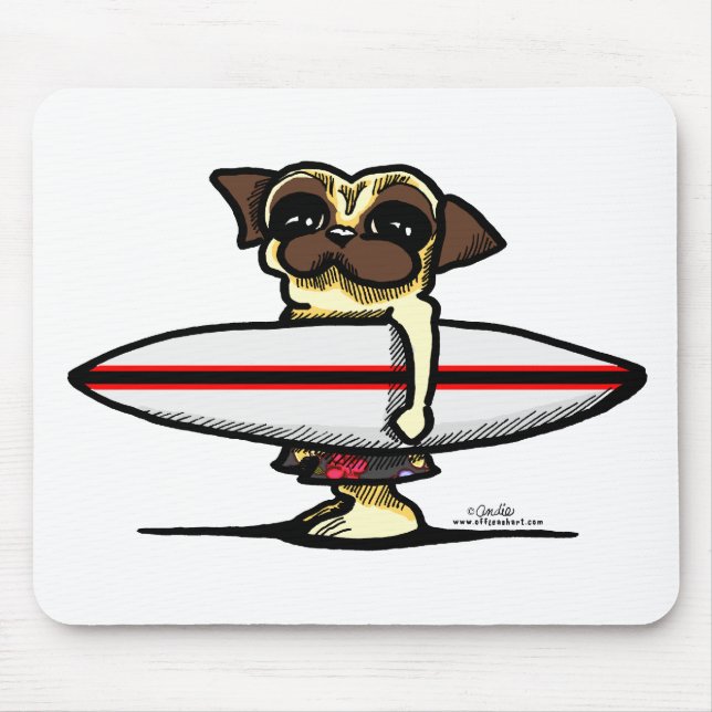 Surfer Pug Mouse Pad (Front)
