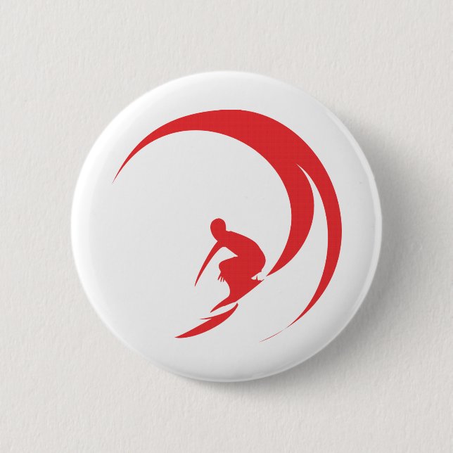 Surfer Red Pinback Button (Front)