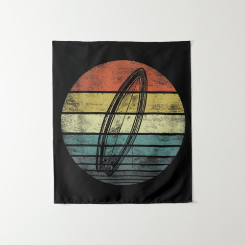 Surfer Retro Sunset Surfboard Silhouette Surfing Tapestry