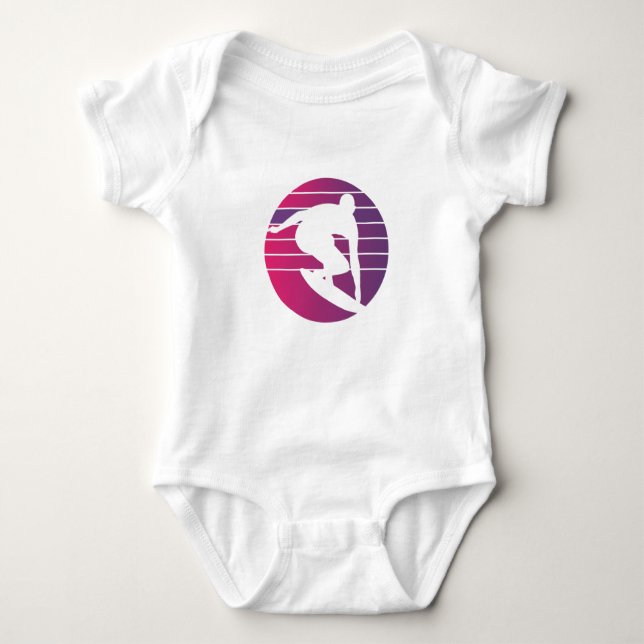 Surfer Retro Surfing Sunset Baby Bodysuit (Front)