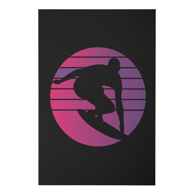 Surfer Retro Surfing Sunset Faux Canvas Print (Front)