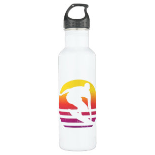 Surfer Retro Surfing Sunset Stainless Steel Water Bottle
