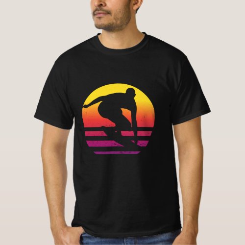 Surfer Retro Surfing Sunset T_Shirt