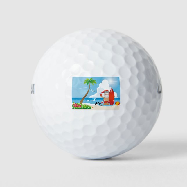 surfer santa claus golf balls (Front)