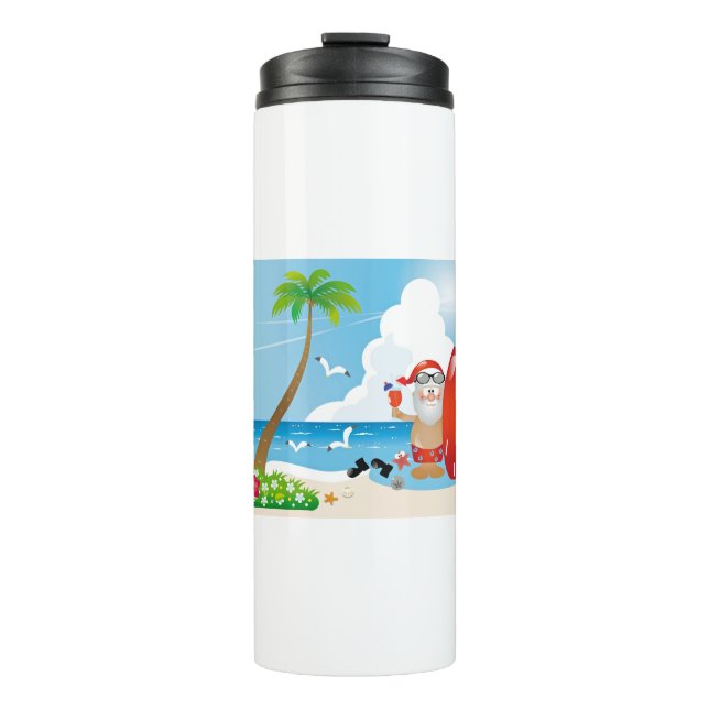 surfer santa claus thermal tumbler (Front)