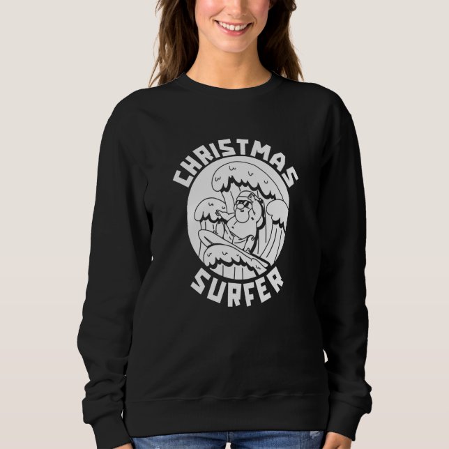 Surfer Santa Waves  Surfrider Surfboard Surfing Ch Sweatshirt (Front)